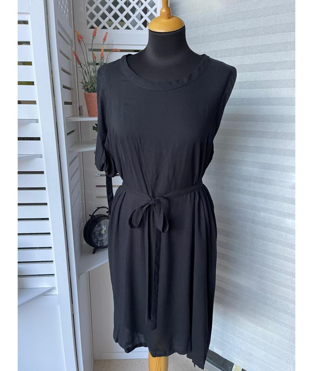 ANN DEMEULEMEESTER Черное вискозное повседневное платье, фото 9