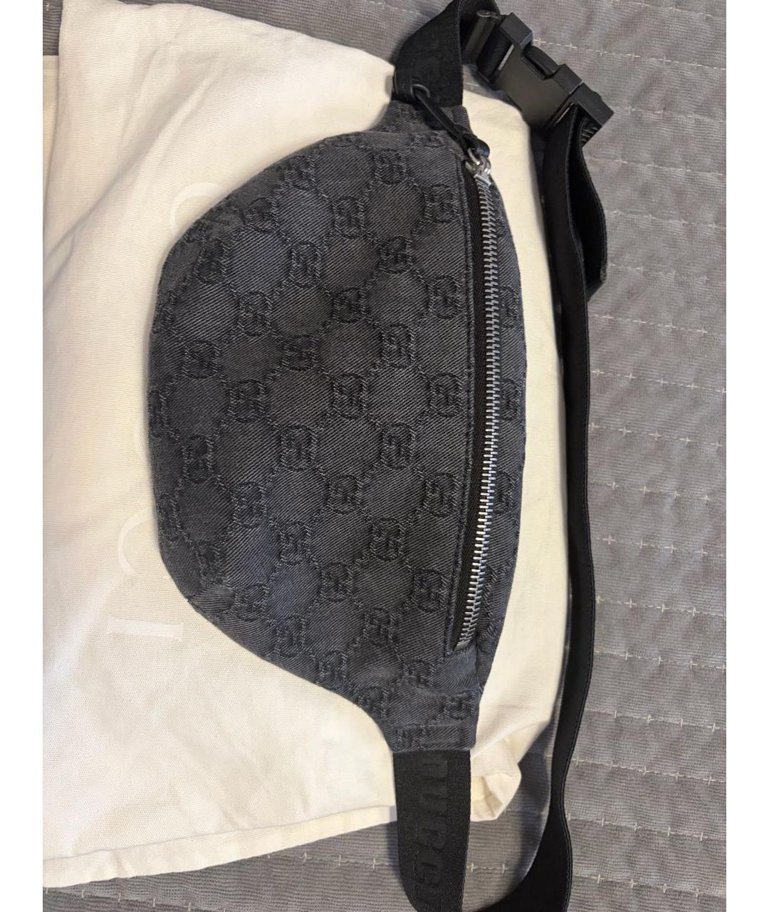 GUCCI Антрацитовая деним поясная сумка, фото 5