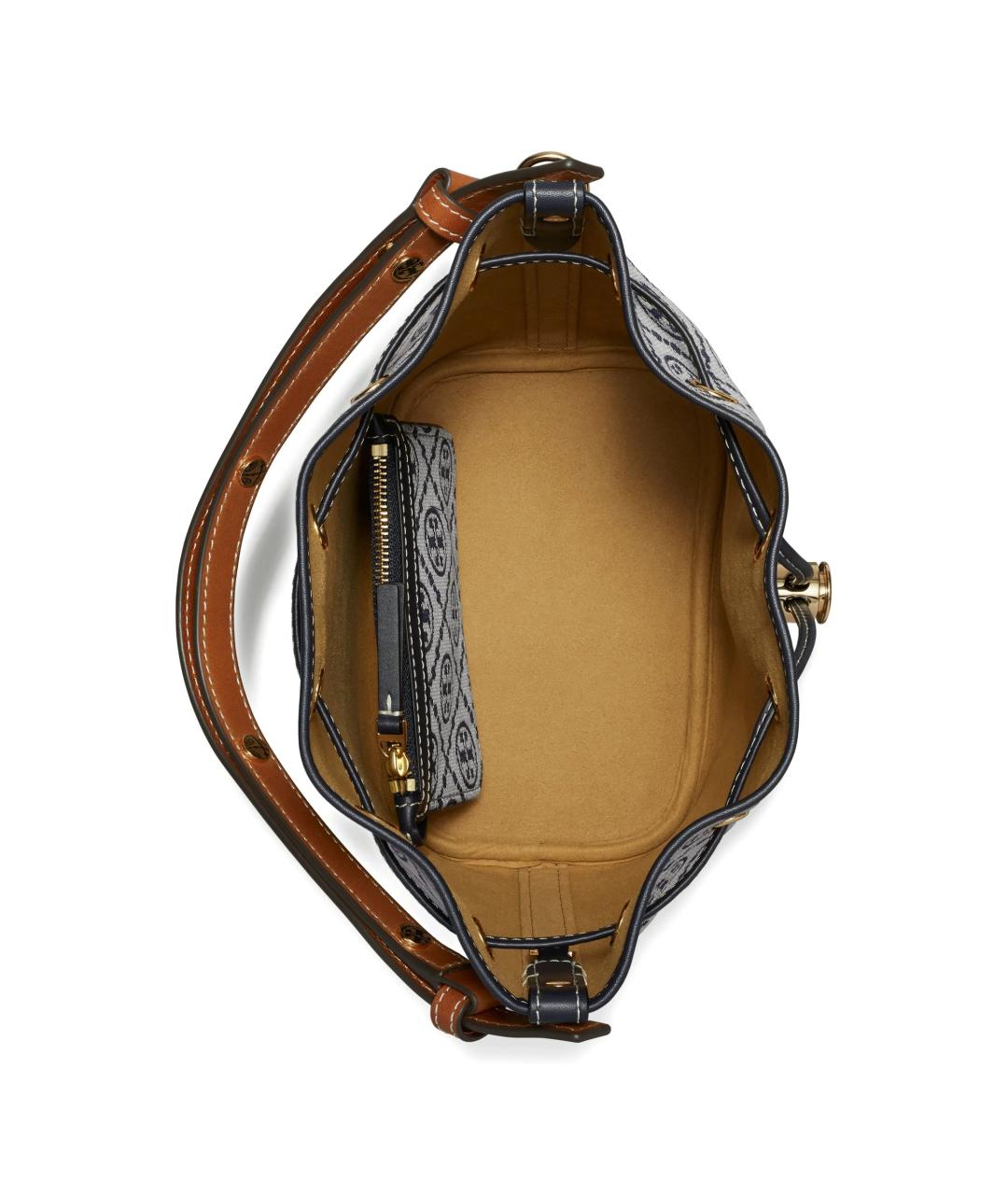 TORY BURCH Темно-синяя сумка с короткими ручками из канвы, фото 3
