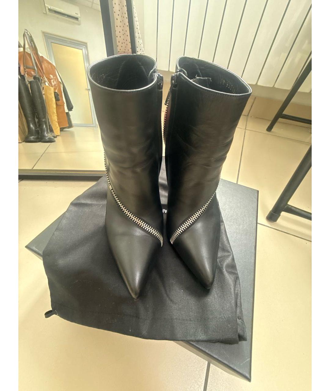 SAINT LAURENT Черные кожаные ботильоны, фото 2