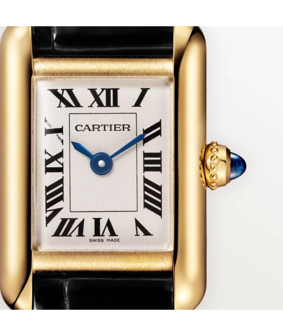 CARTIER Черные часы из желтого золота, фото 3