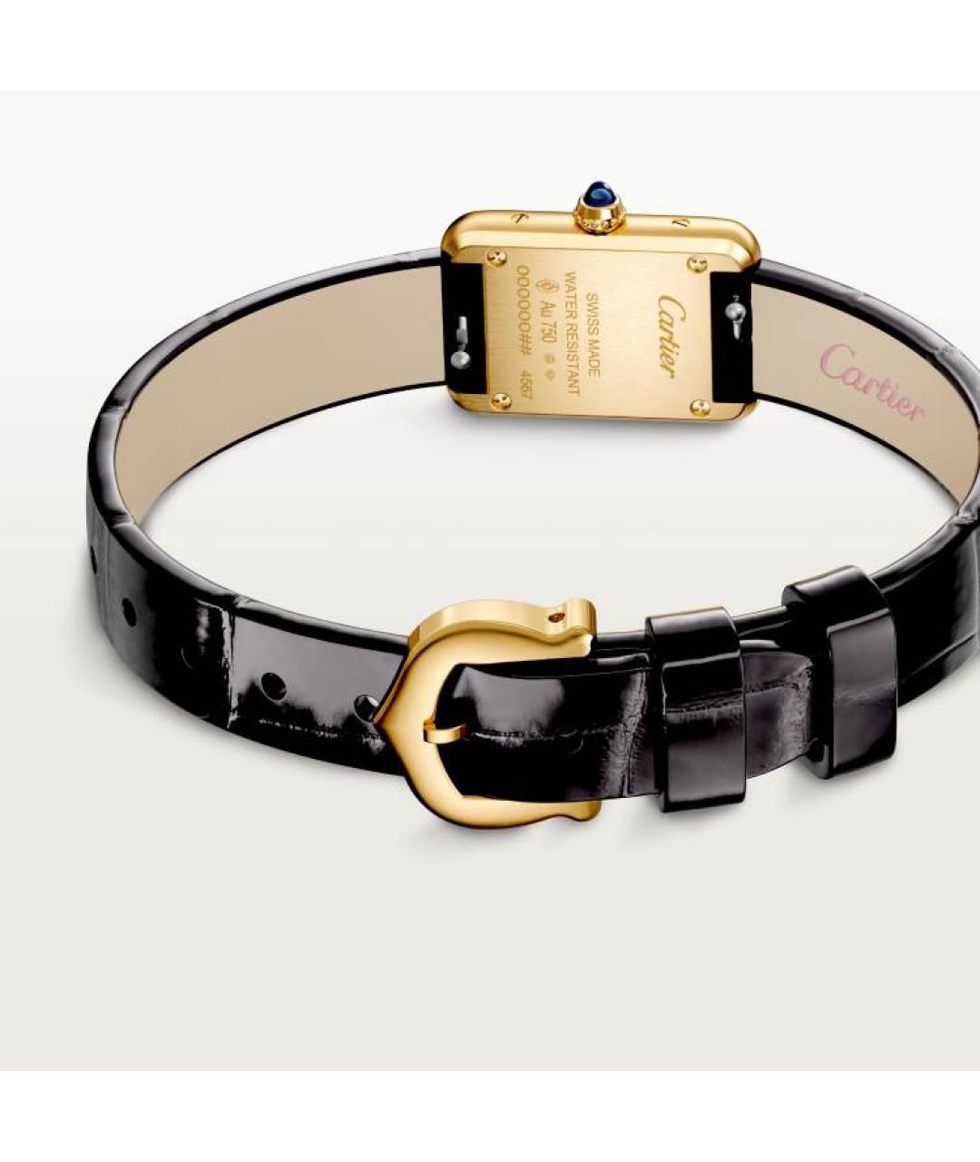 CARTIER Черные часы из желтого золота, фото 4