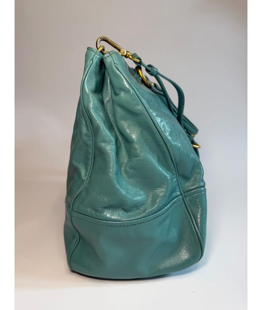 PRADA Бирюзовая кожаная сумка тоут, фото 4