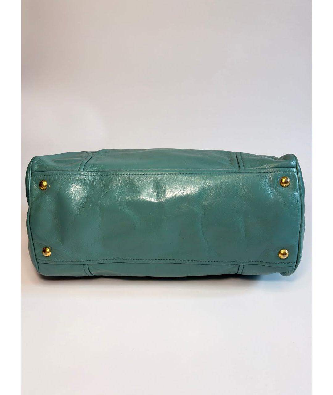 PRADA Бирюзовая кожаная сумка тоут, фото 5
