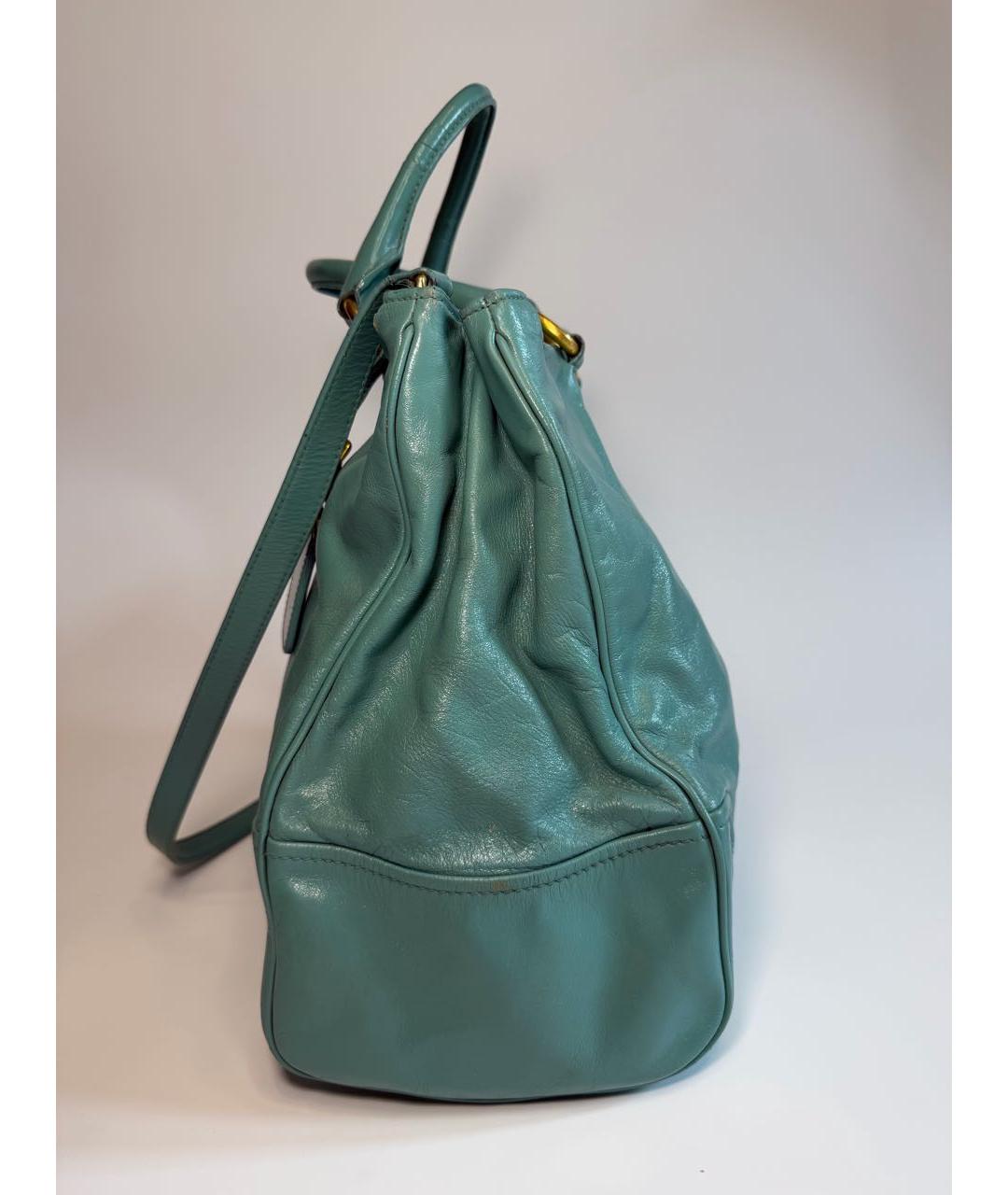PRADA Бирюзовая кожаная сумка тоут, фото 3