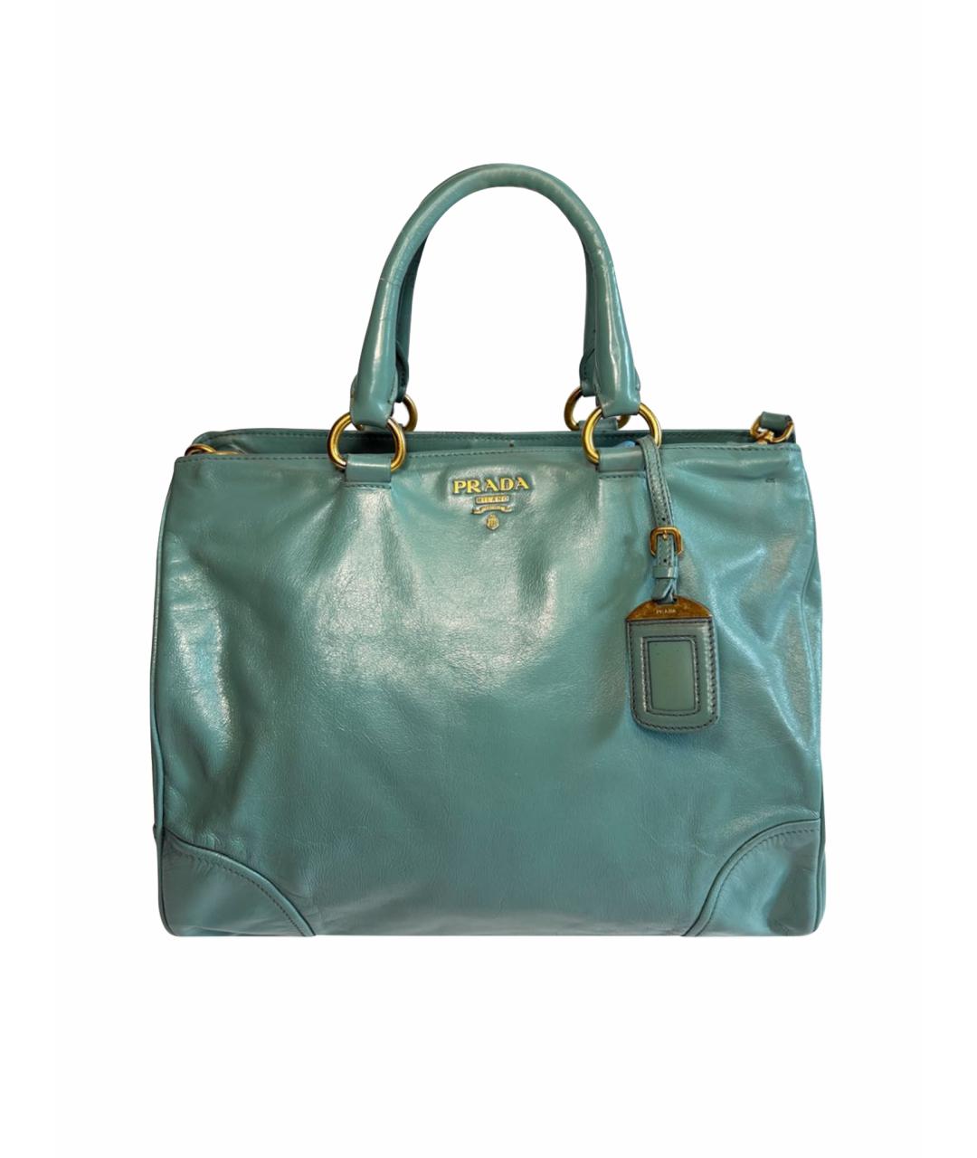 PRADA Бирюзовая кожаная сумка тоут, фото 1