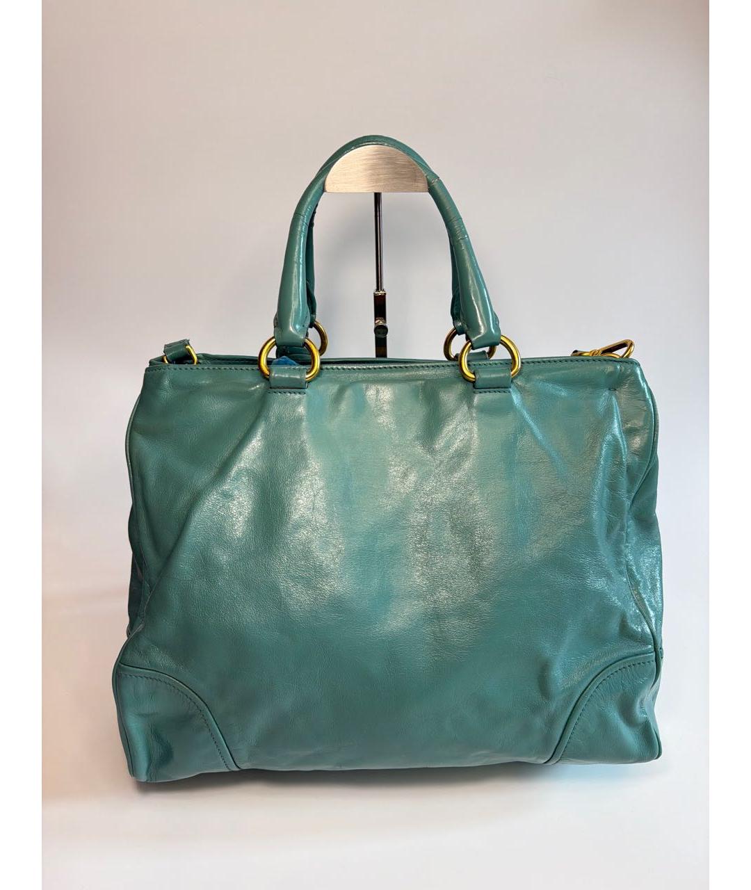 PRADA Бирюзовая кожаная сумка тоут, фото 2
