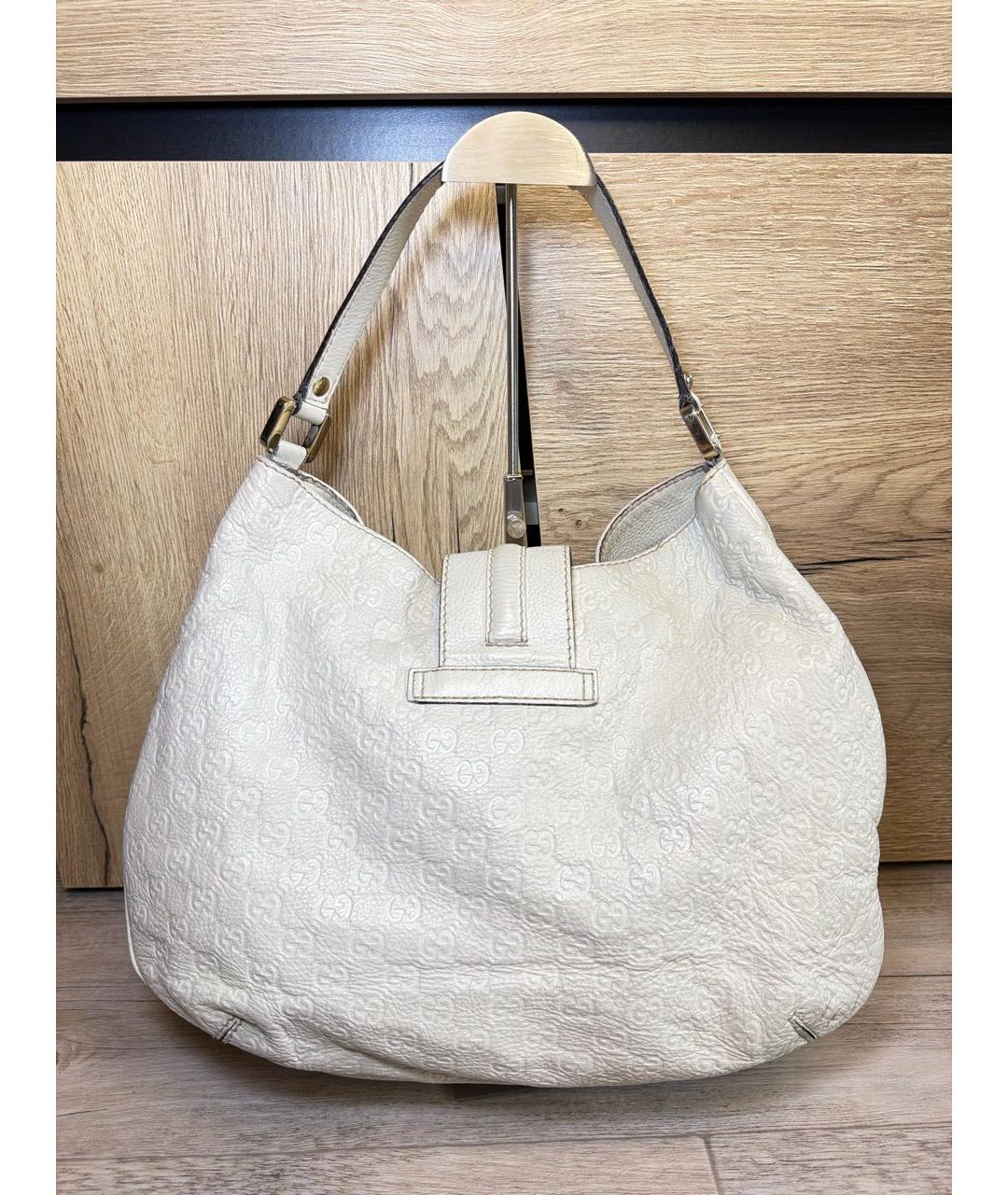 GUCCI Белая кожаная сумка с короткими ручками, фото 2