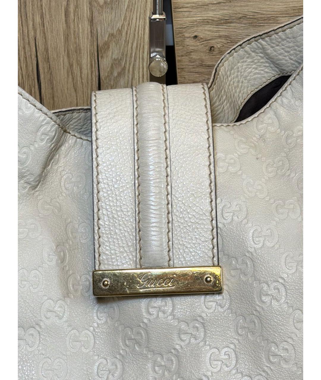 GUCCI Белая кожаная сумка с короткими ручками, фото 6