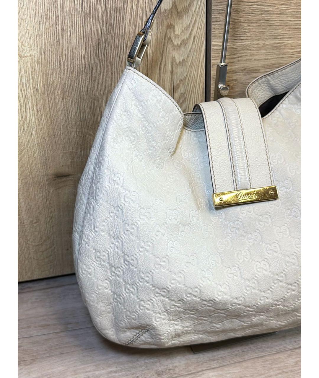 GUCCI Белая кожаная сумка с короткими ручками, фото 8