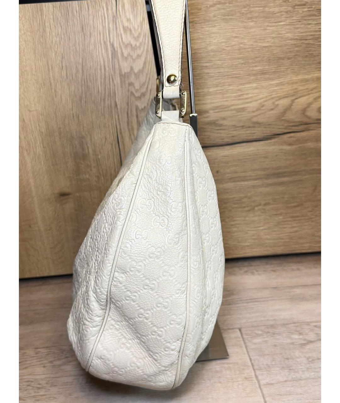GUCCI Белая кожаная сумка с короткими ручками, фото 4