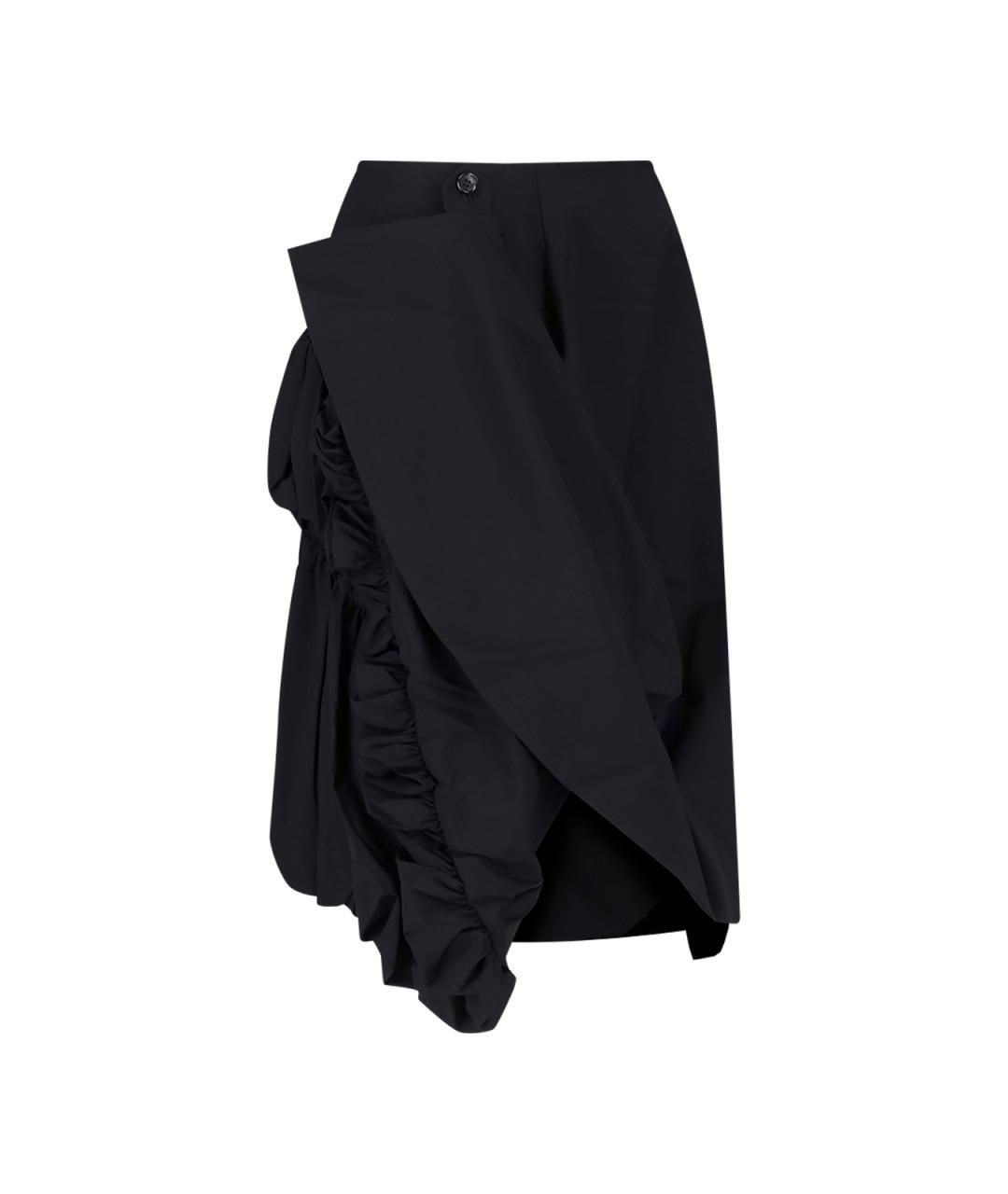 COMME DES GARÇONS Черная шерстяная юбка миди, фото 4