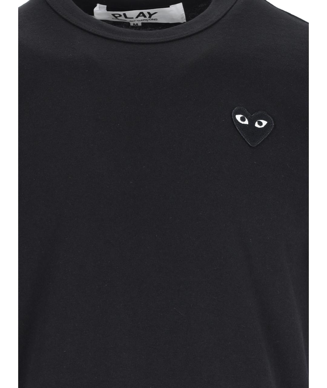COMME DES GARÇONS PLAY Черная хлопковая футболка, фото 3