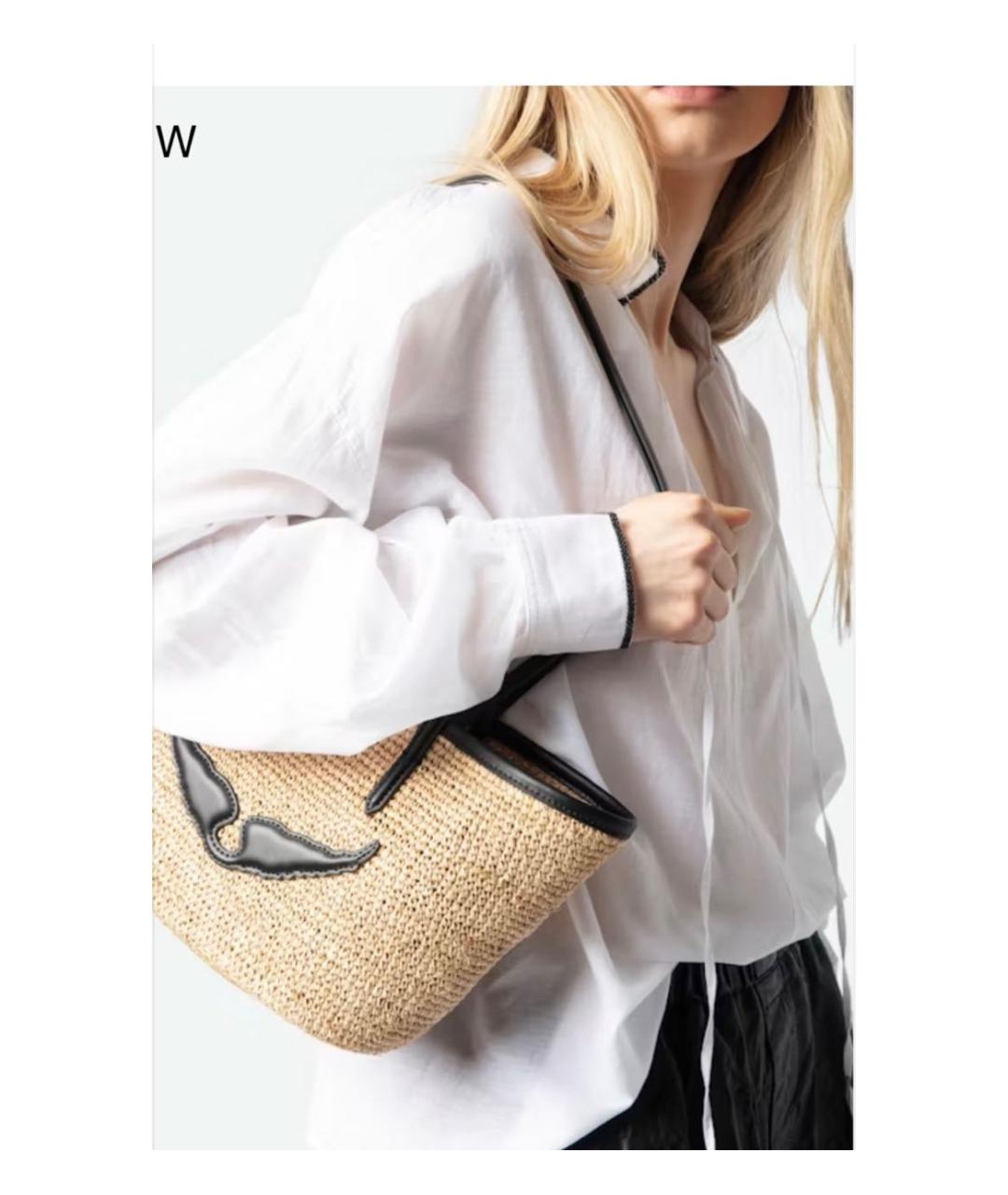 ZADIG & VOLTAIRE Бежевая рафиевая пляжная сумка, фото 4
