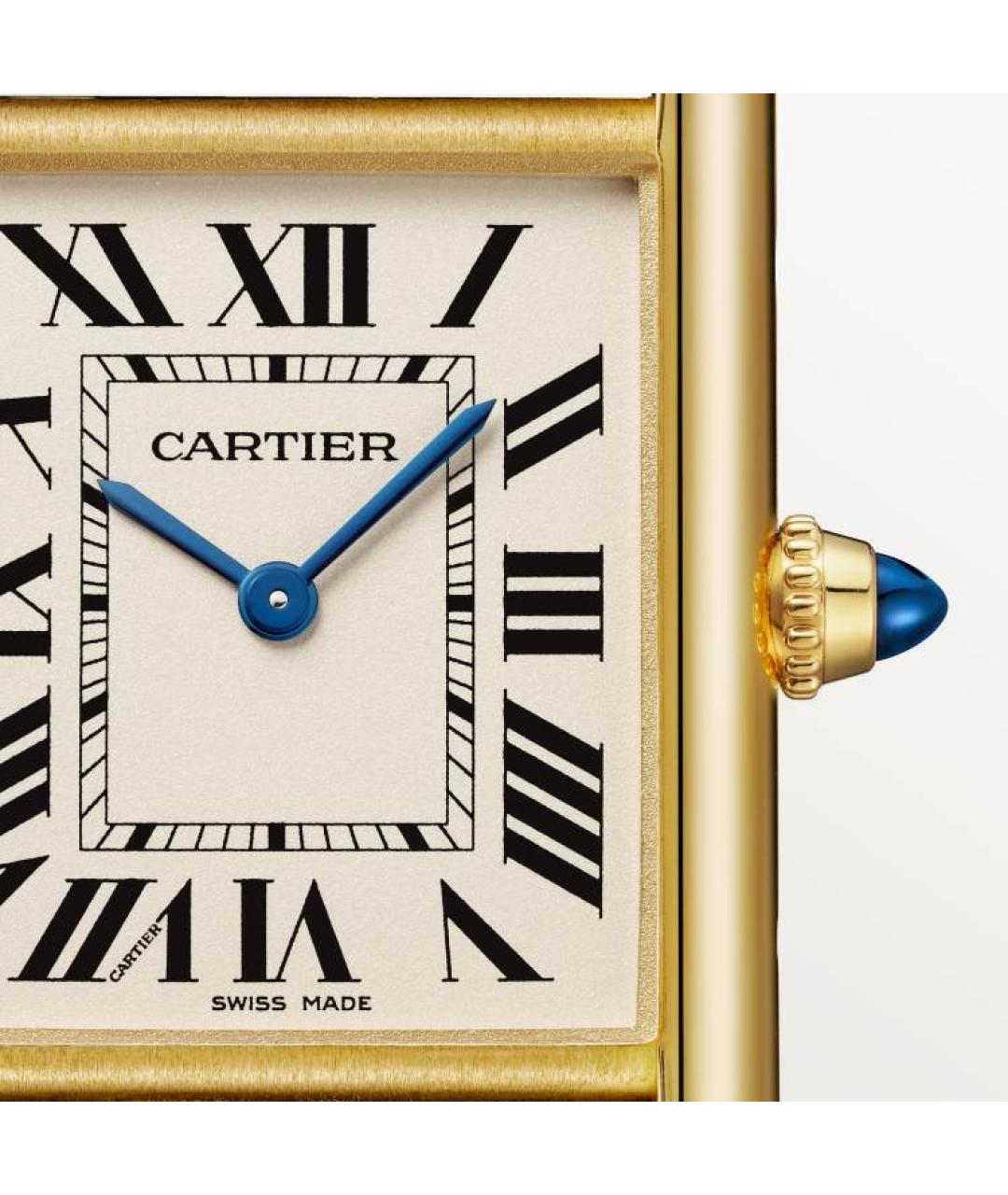 CARTIER Черные часы из желтого золота, фото 4