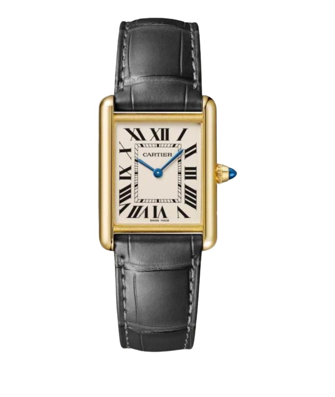 CARTIER Черные часы из желтого золота, фото 1