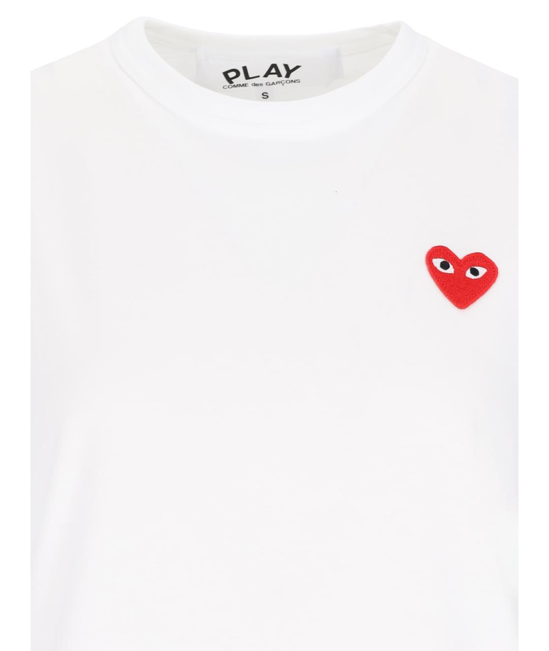 COMME DES GARÇONS PLAY Белая хлопковая футболка, фото 3