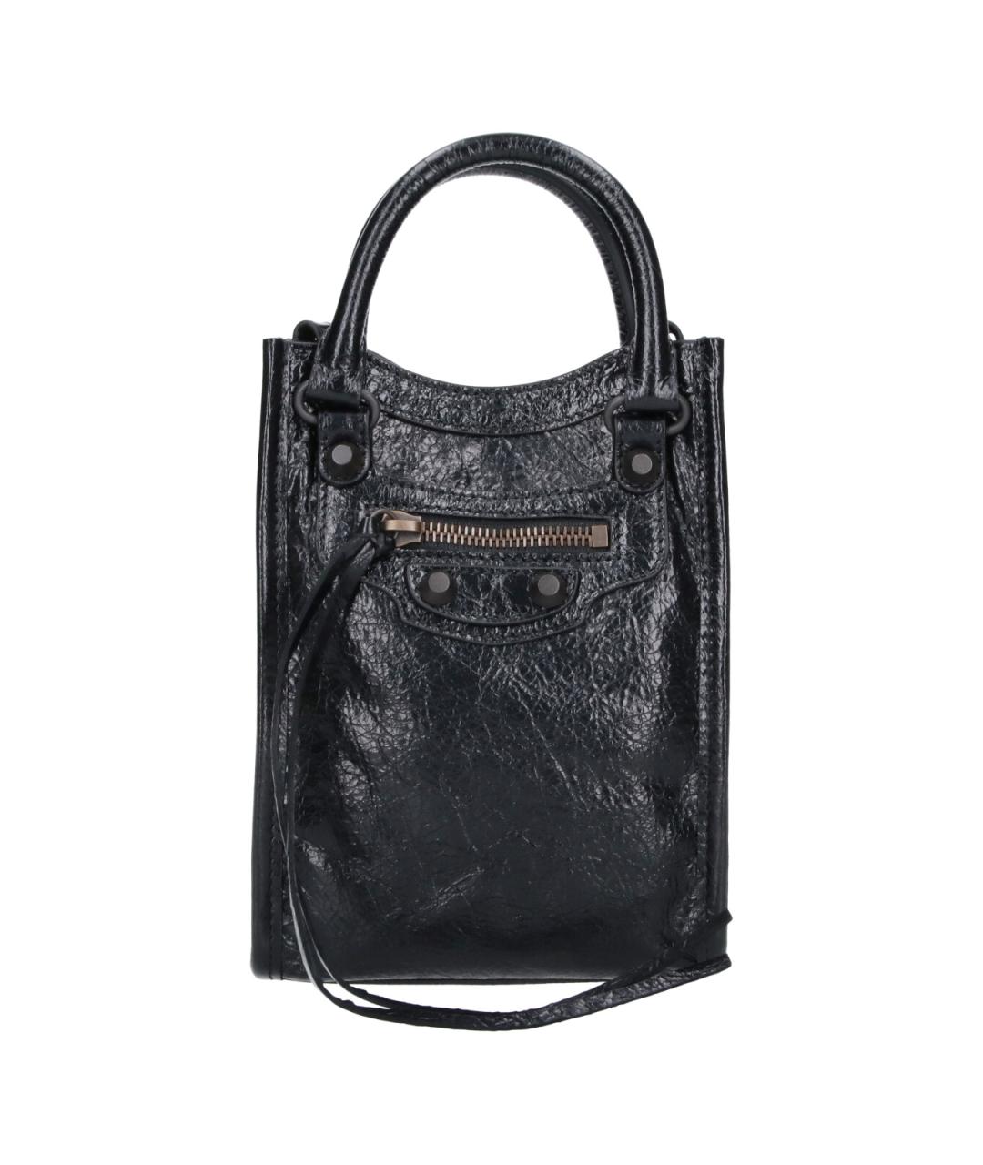 BALENCIAGA Черная кожаная сумка с короткими ручками, фото 1