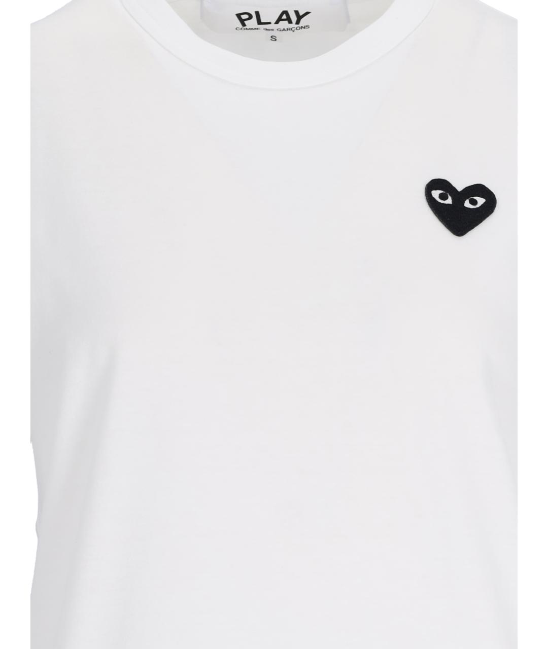 COMME DES GARÇONS PLAY Белая хлопковая футболка, фото 3