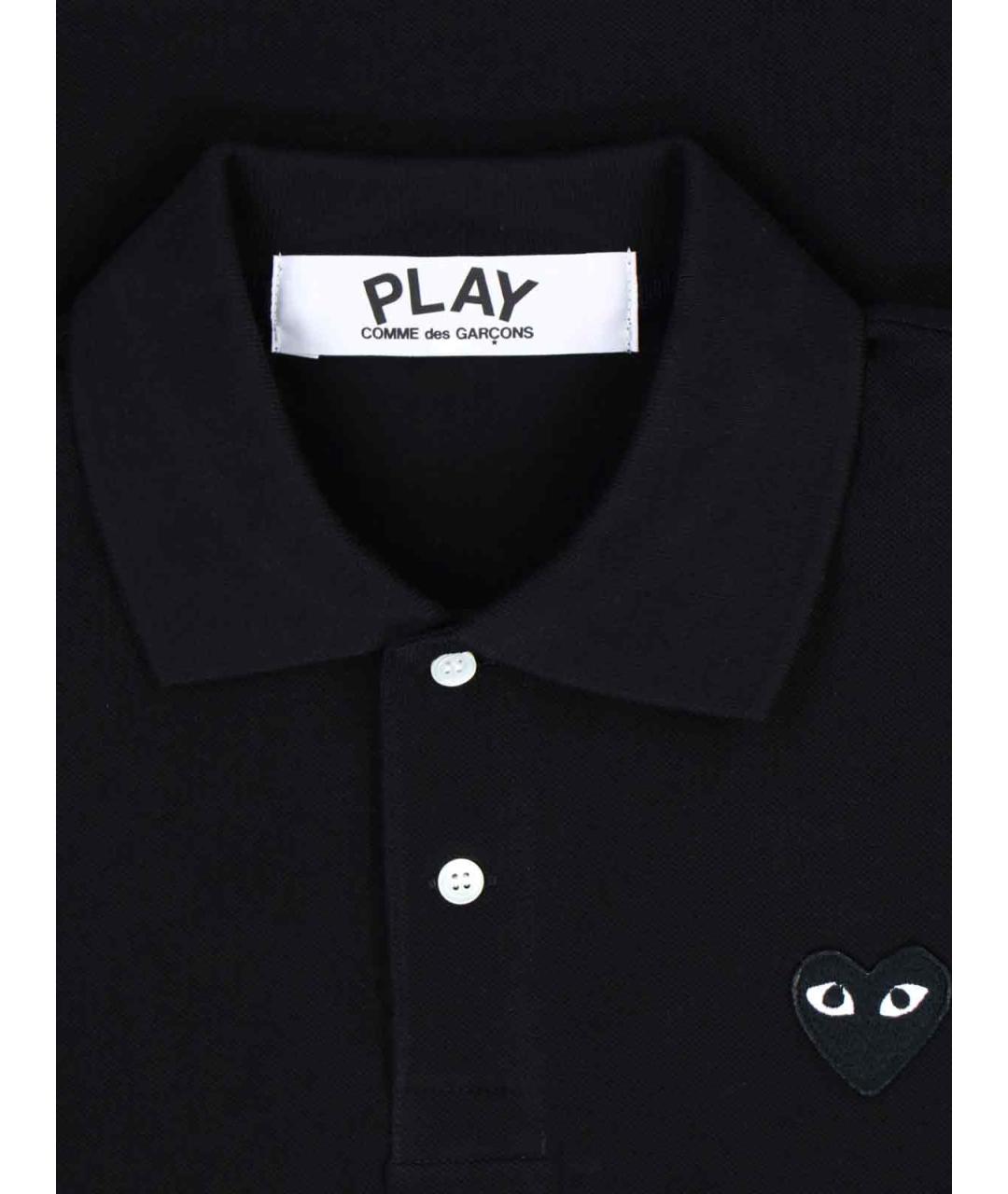 COMME DES GARÇONS PLAY Черное хлопковое поло с коротким рукавом, фото 3