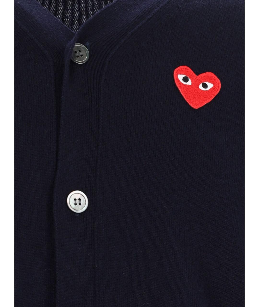COMME DES GARÇONS PLAY Темно-синий шерстяной кардиган, фото 3