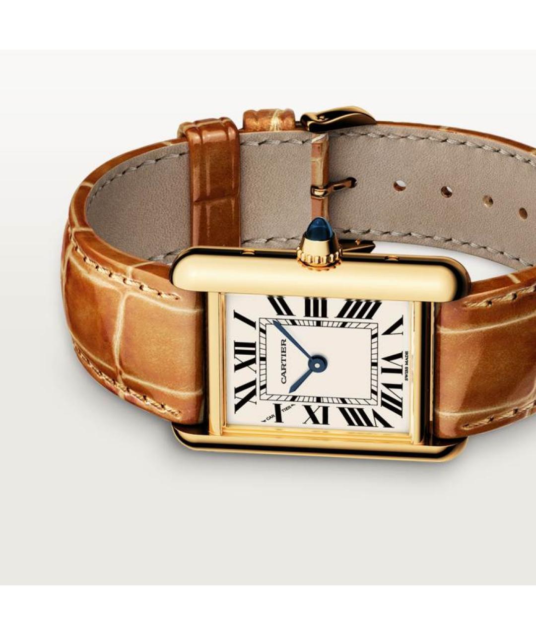 CARTIER Коричневые часы из желтого золота, фото 4
