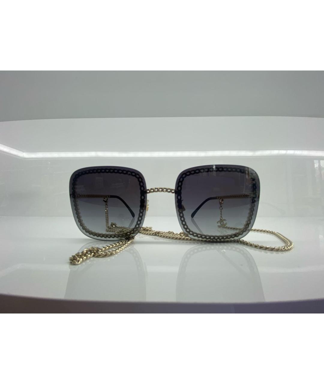 CHANEL Золотые металлические солнцезащитные очки, фото 4