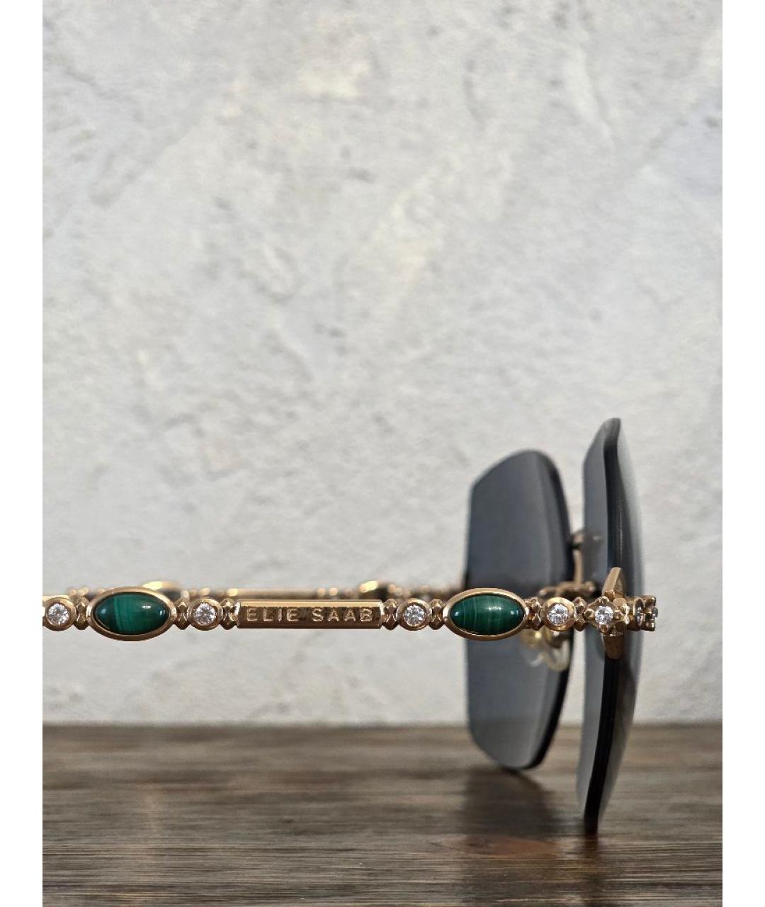 ELIE SAAB Золотые металлические солнцезащитные очки, фото 3