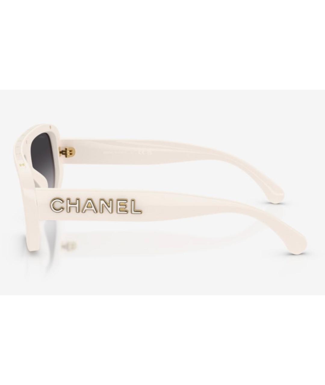 CHANEL Белые пластиковые солнцезащитные очки, фото 3