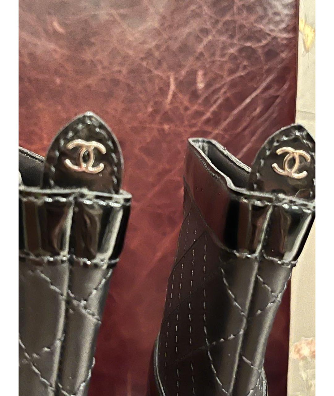 CHANEL Черные кожаные сапоги, фото 8