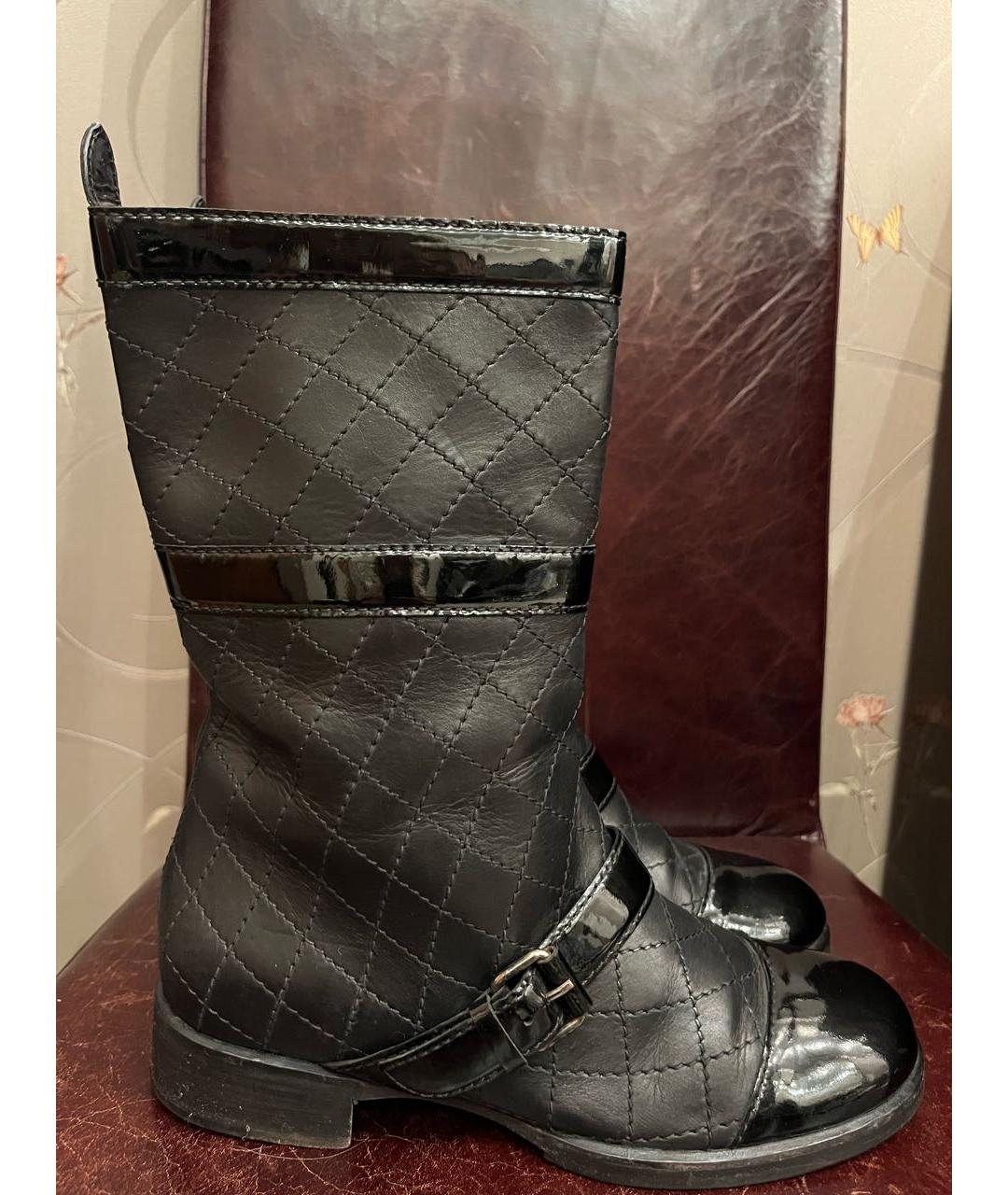 CHANEL Черные кожаные сапоги, фото 9