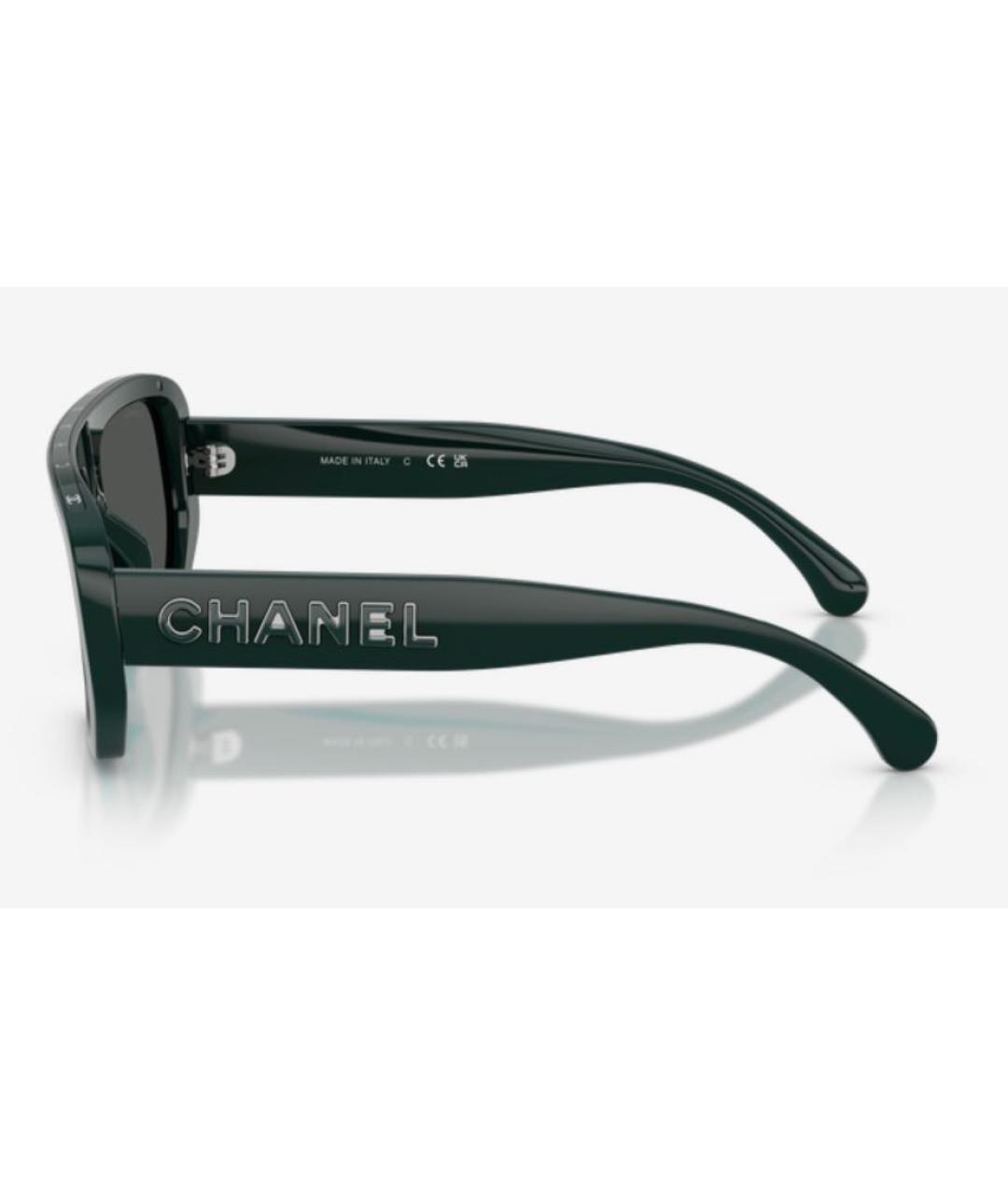 CHANEL Зеленые пластиковые солнцезащитные очки, фото 3
