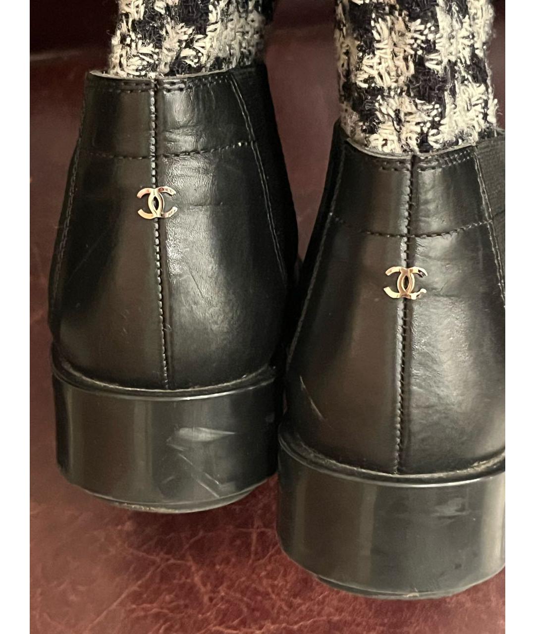 CHANEL Черные кожаные ботинки, фото 4