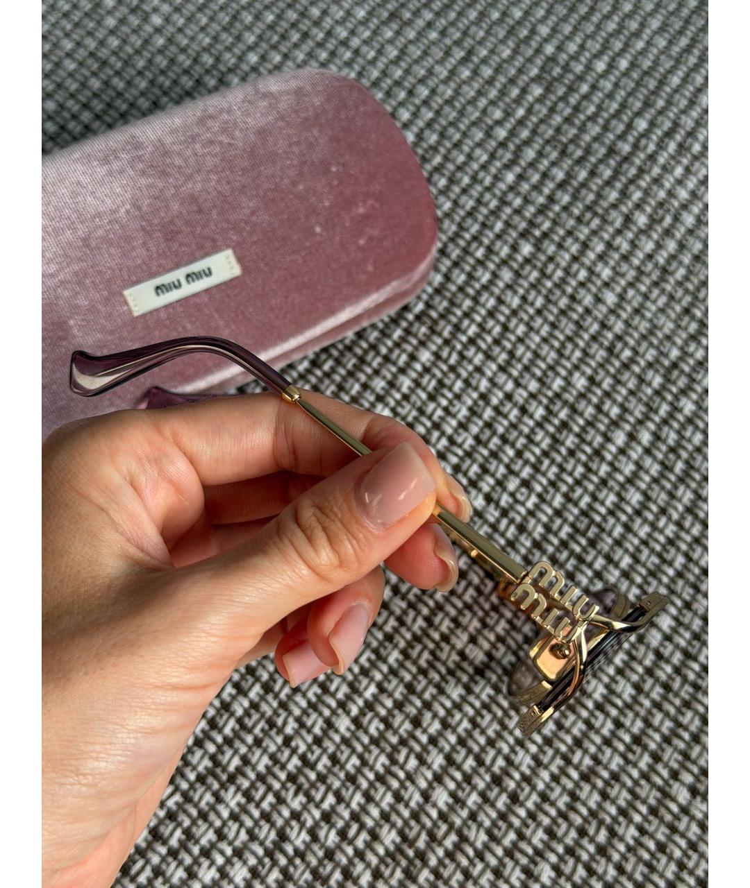 MIU MIU Розовые металлические солнцезащитные очки, фото 5