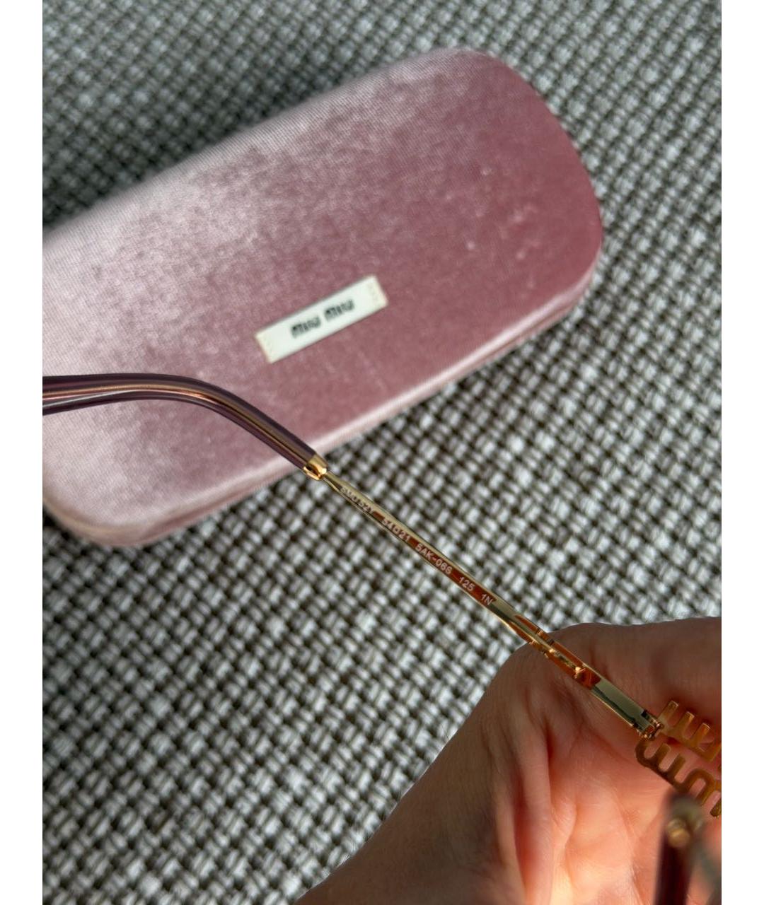 MIU MIU Розовые металлические солнцезащитные очки, фото 4