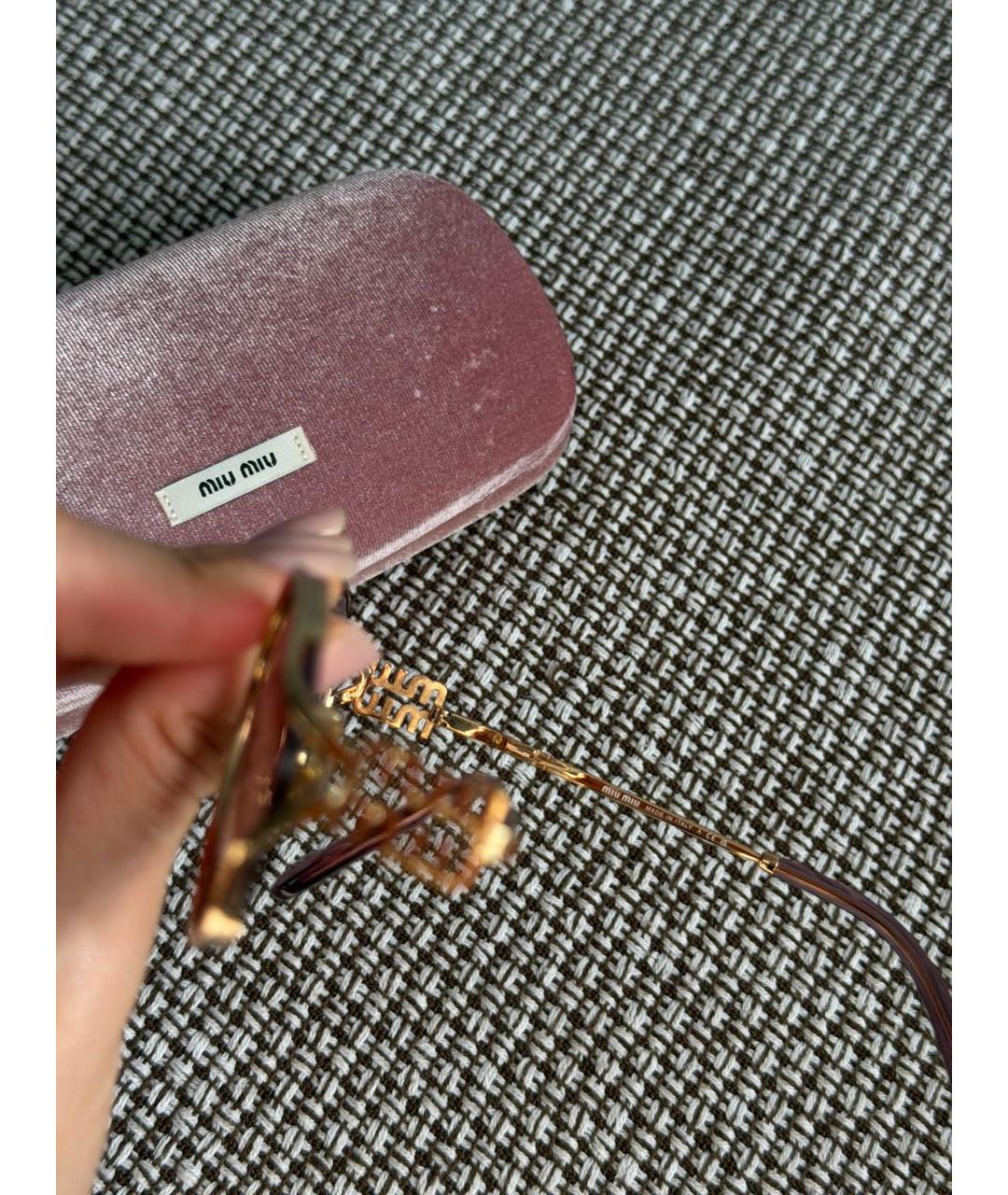 MIU MIU Розовые металлические солнцезащитные очки, фото 3