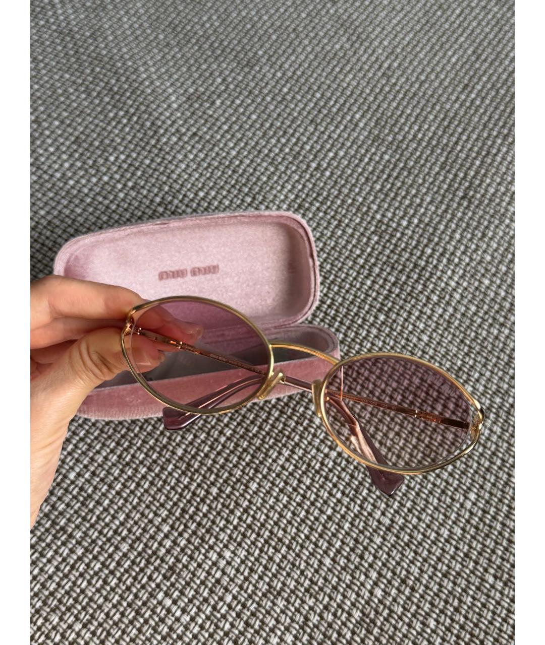 MIU MIU Розовые металлические солнцезащитные очки, фото 2