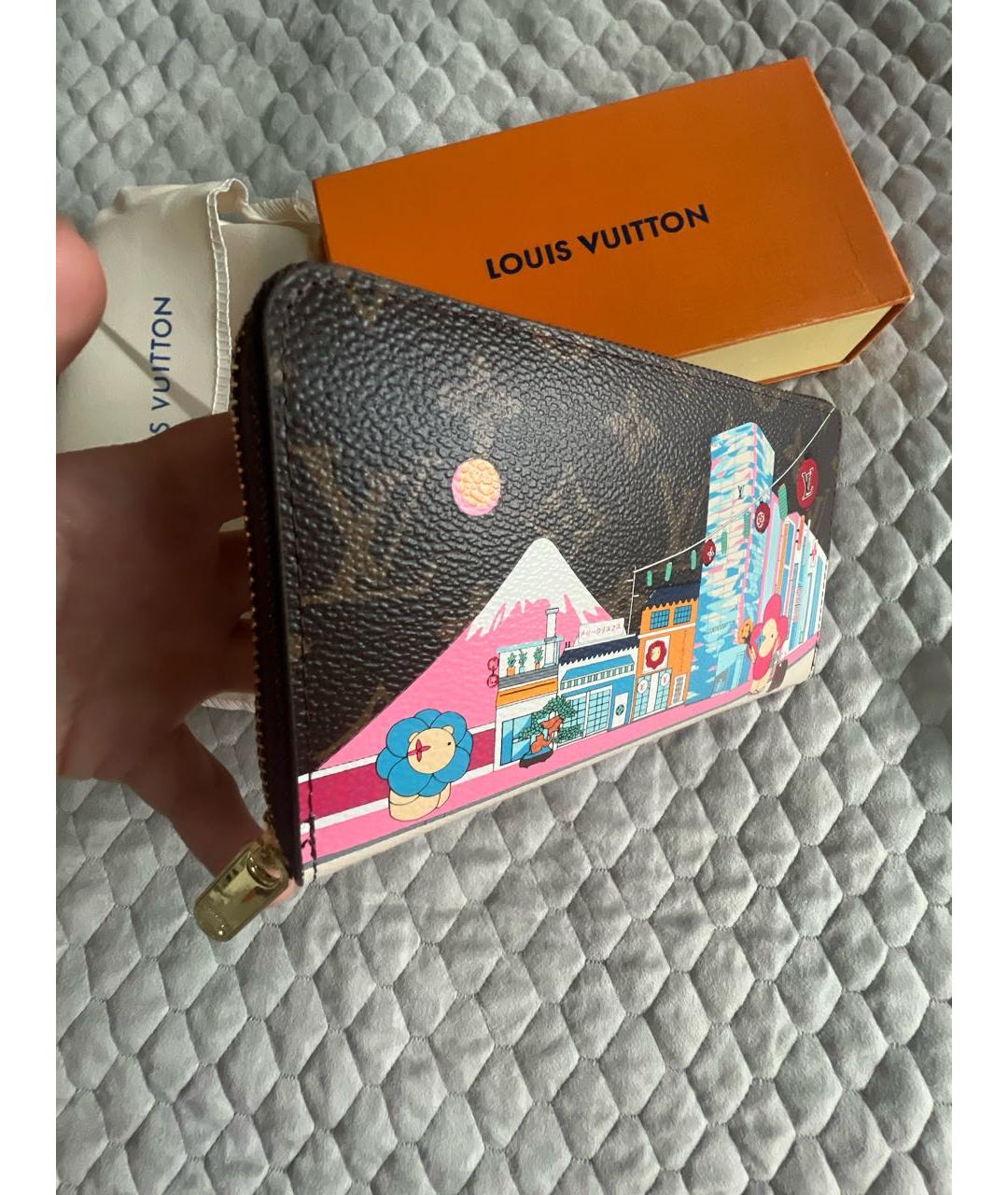 LOUIS VUITTON Коричневый кожаный кошелек, фото 2