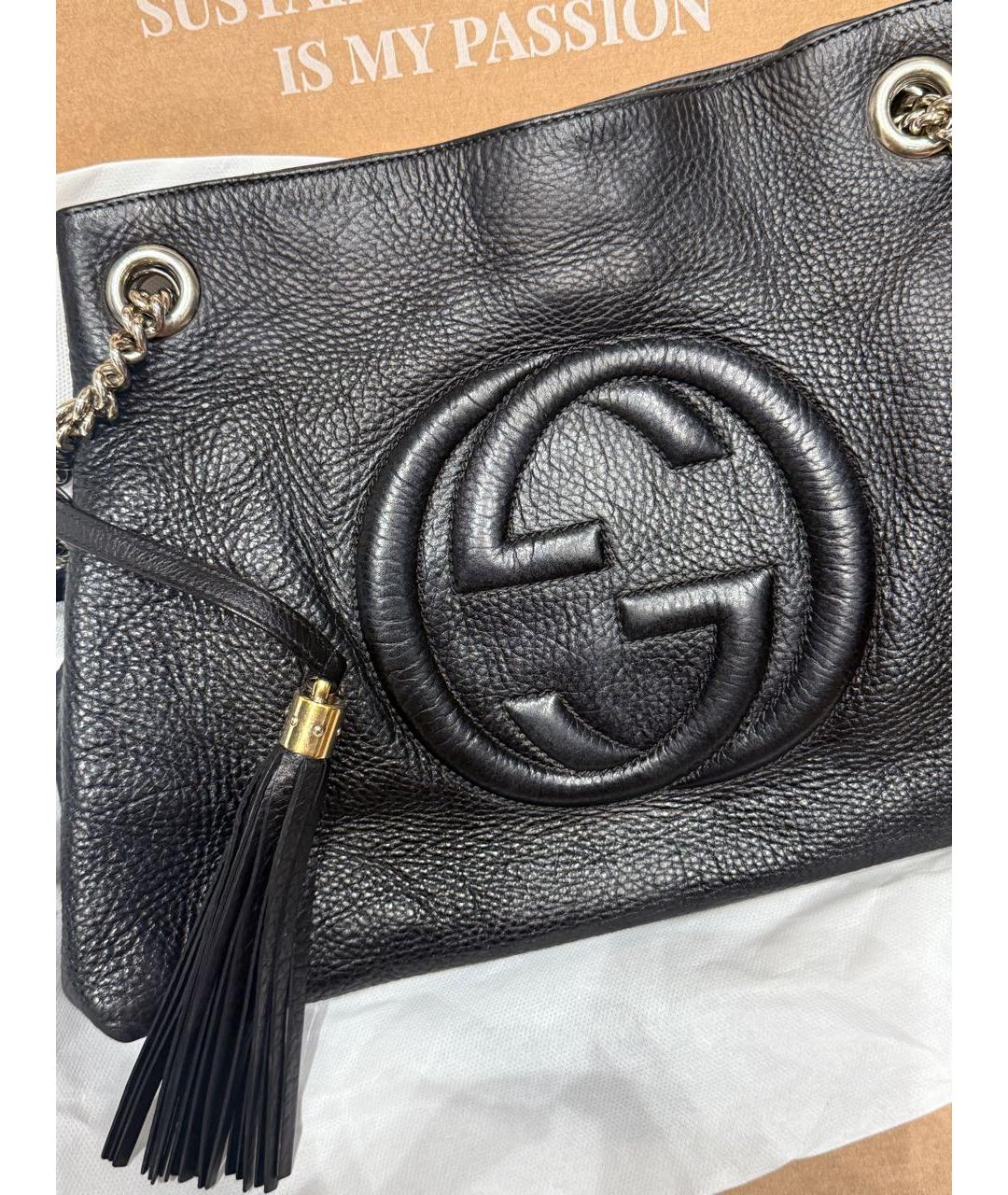 GUCCI Черная кожаная сумка через плечо, фото 8