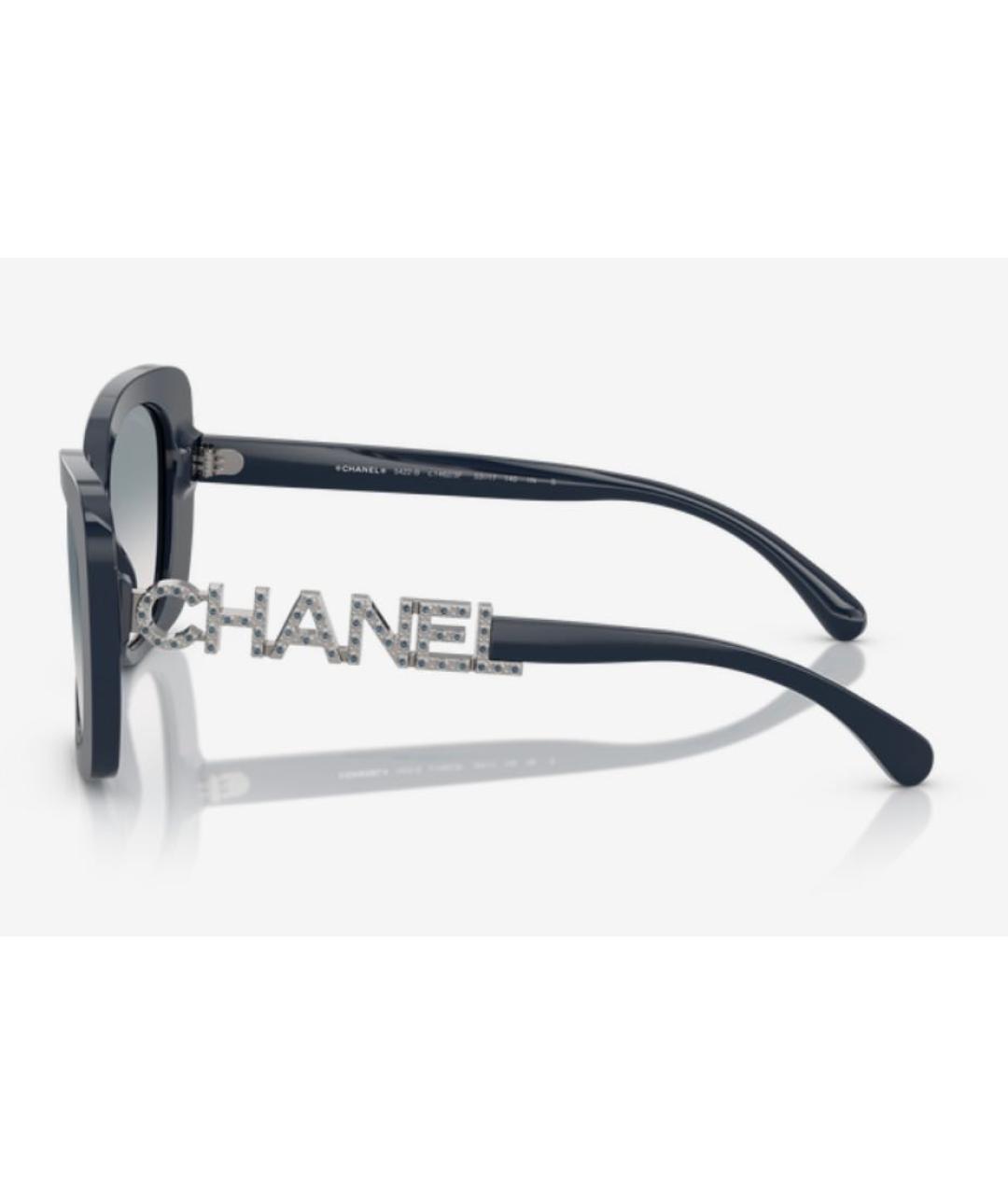 CHANEL Темно-синие пластиковые солнцезащитные очки, фото 3
