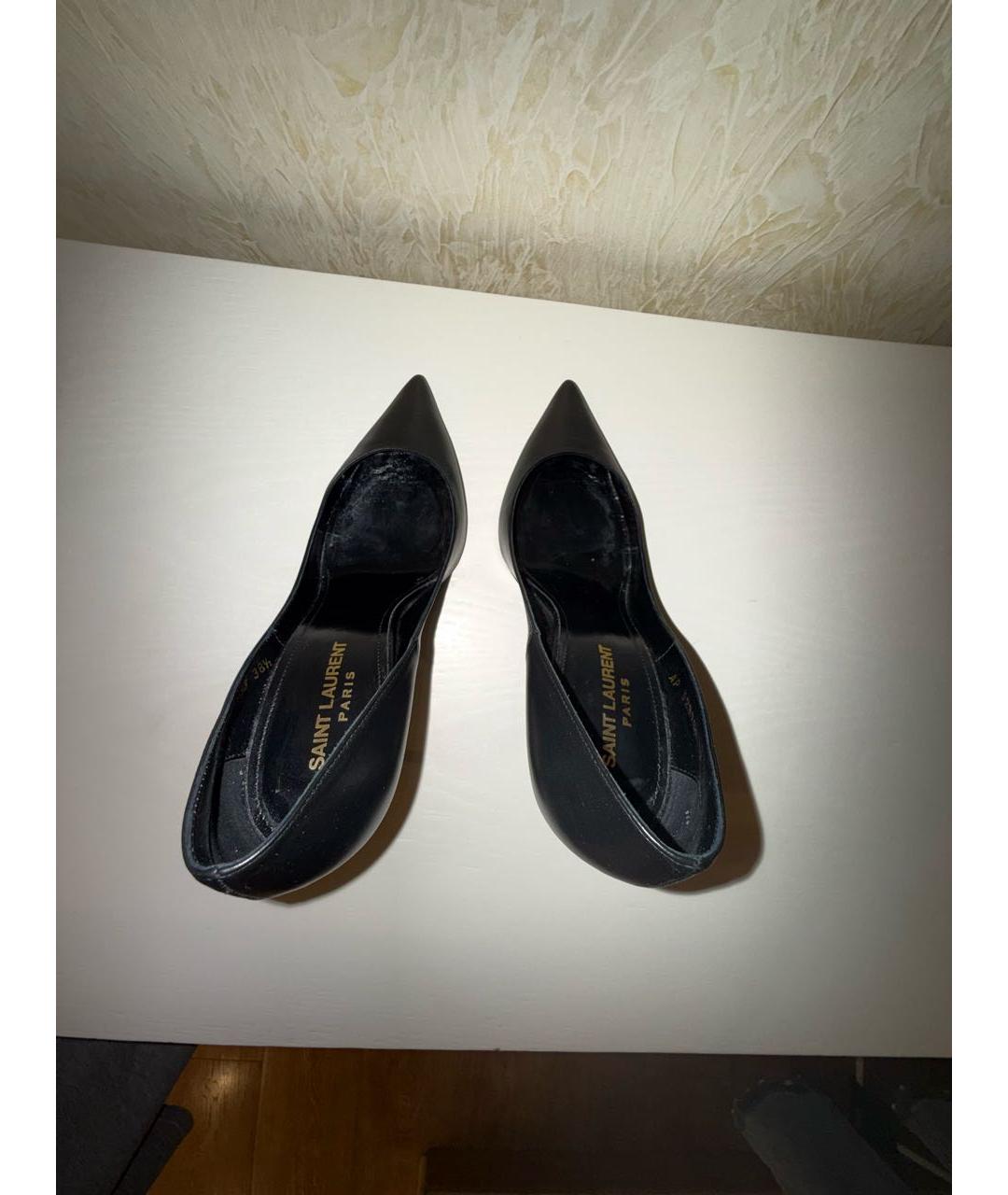 SAINT LAURENT Черные кожаные туфли, фото 3