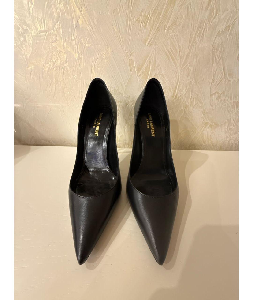SAINT LAURENT Черные кожаные туфли, фото 2