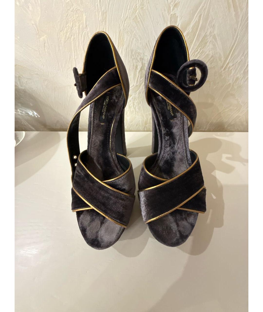 DOLCE&GABBANA Фиолетовые бархатные босоножки, фото 2