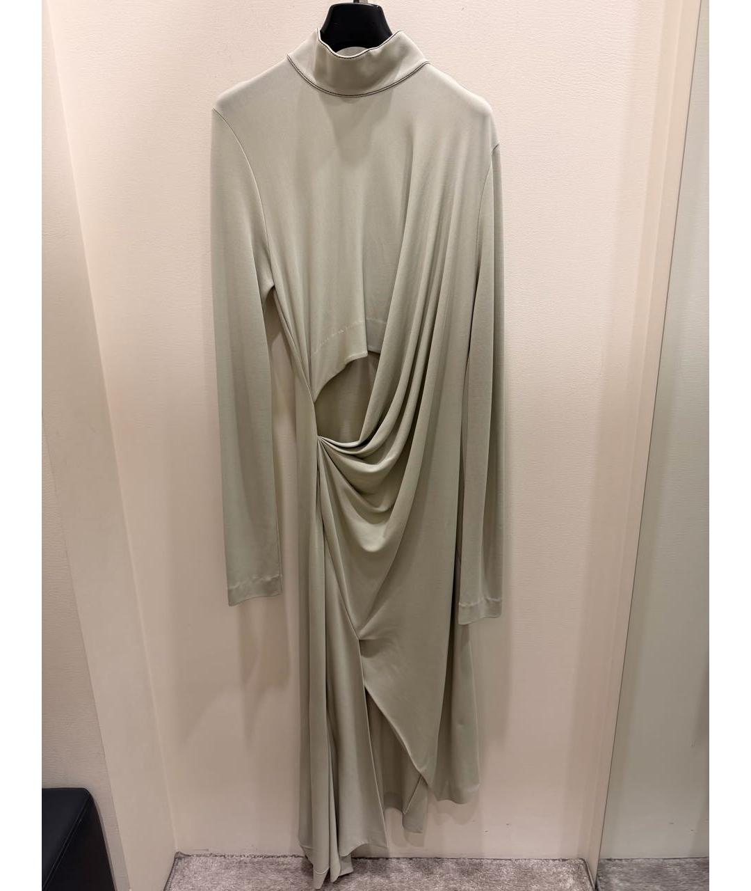 OFF-WHITE Бежевое вискозное повседневное платье, фото 7