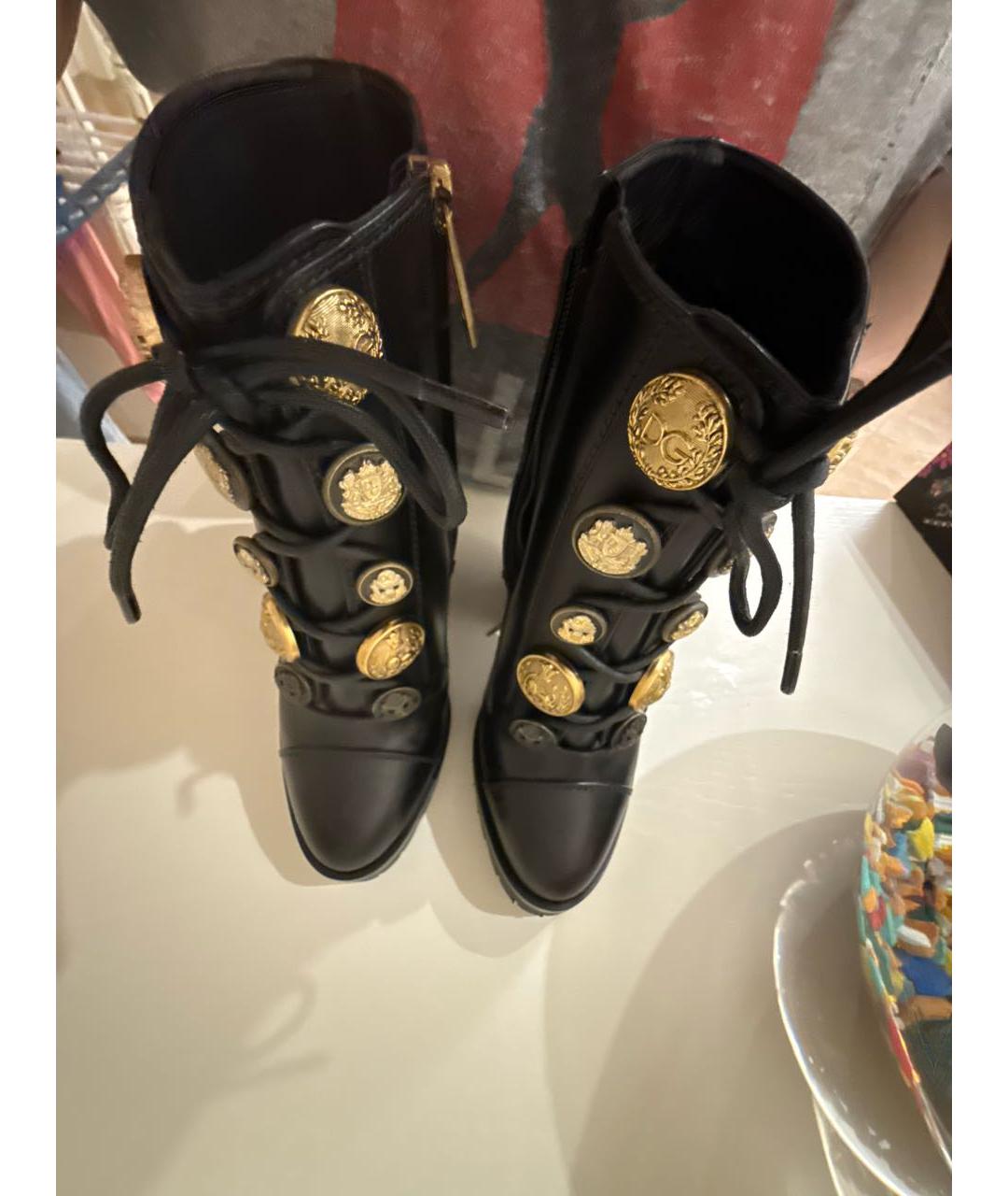 DOLCE&GABBANA Черные кожаные ботинки, фото 3