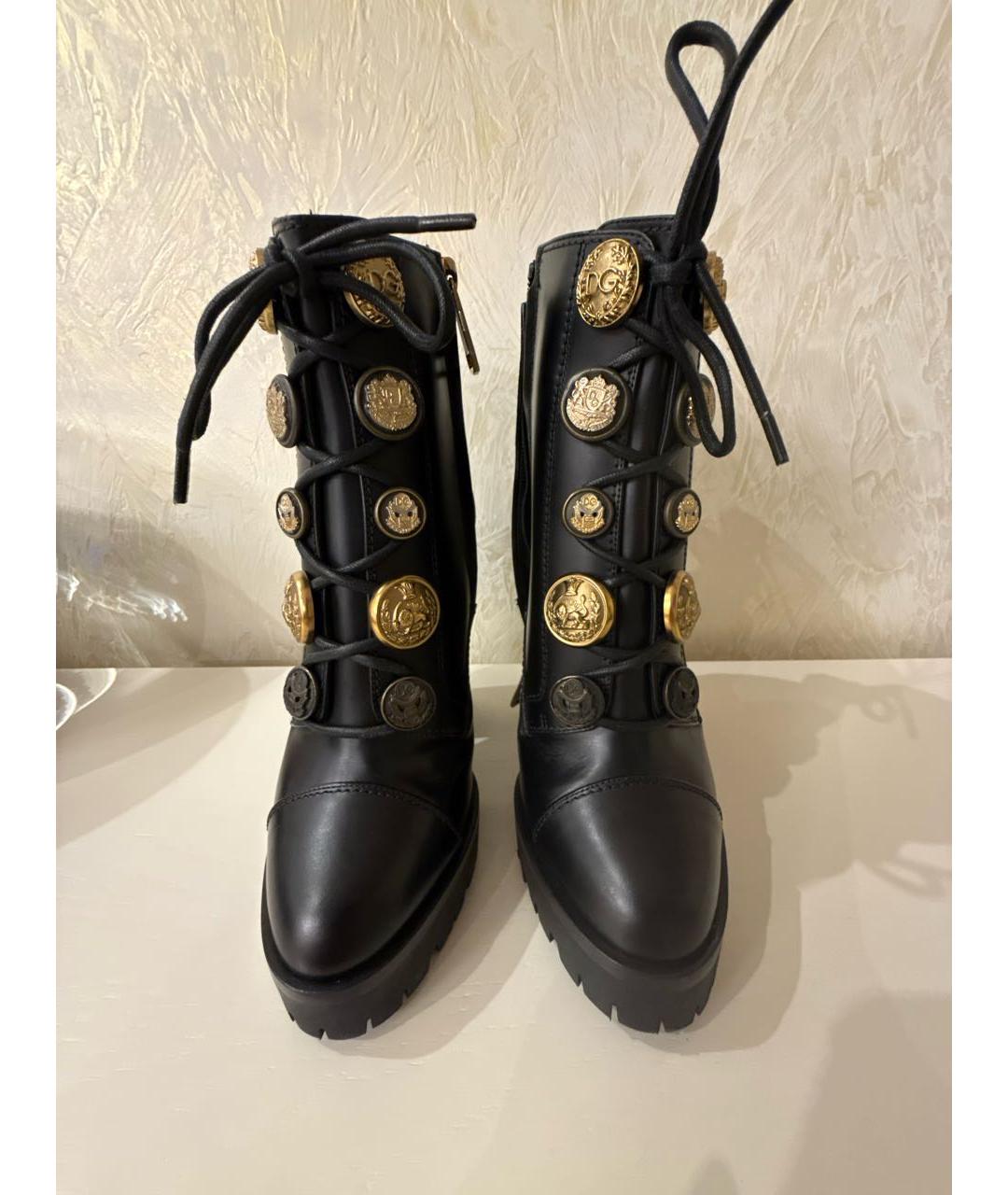 DOLCE&GABBANA Черные кожаные ботинки, фото 2