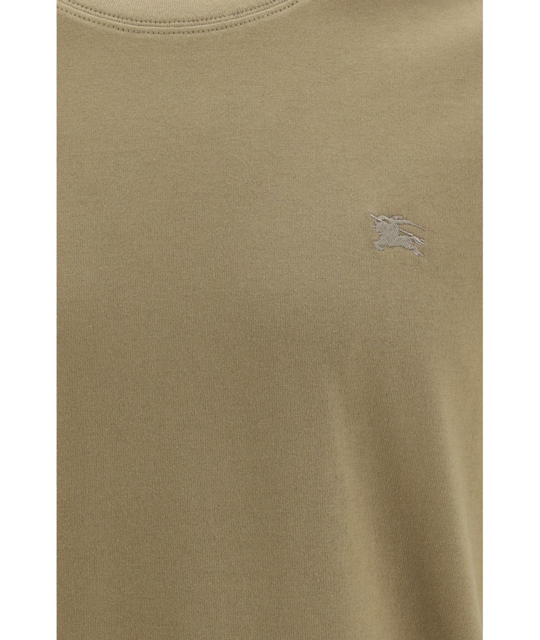 BURBERRY Бежевая хлопковая футболка, фото 3