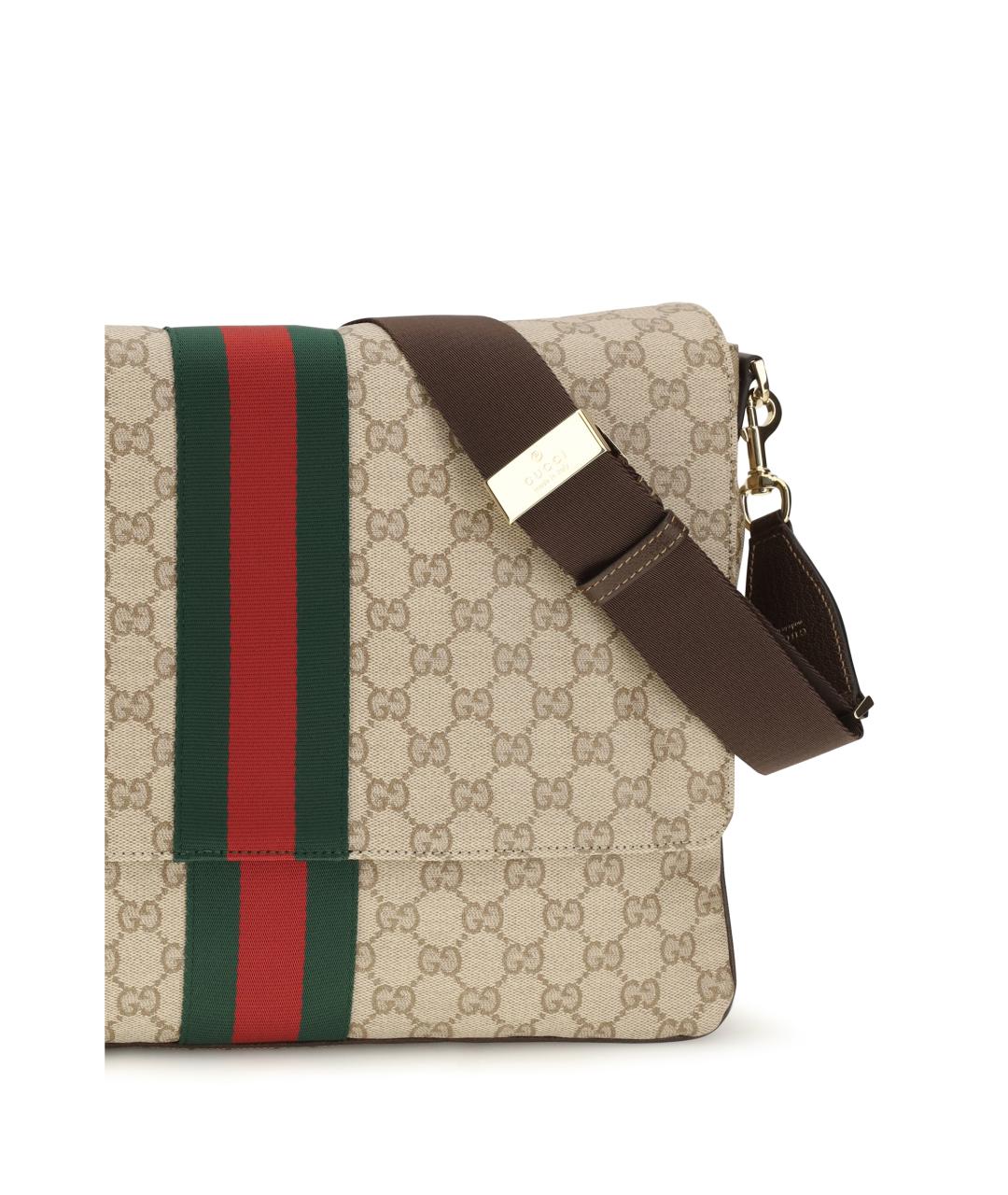 GUCCI Бежевая сумка на плечо из канвы, фото 4