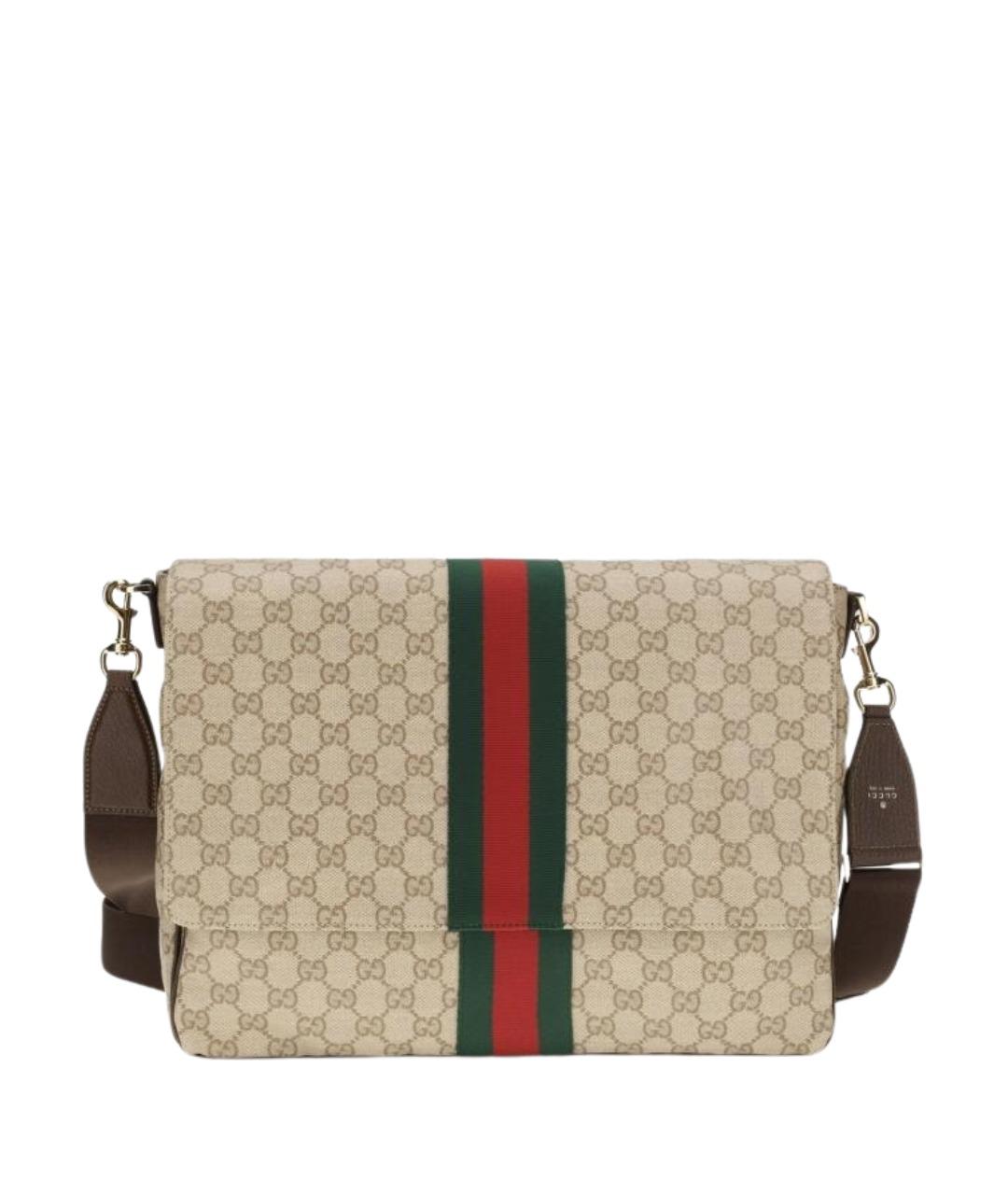 GUCCI Бежевая сумка на плечо из канвы, фото 1