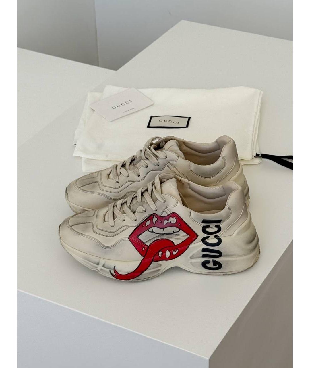 GUCCI Бежевые кроссовки, фото 7